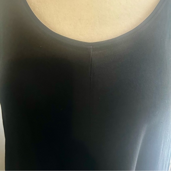 Eileen Fisher Black Sleeveless Tunic Dress – Size Large – Asymmetrical Hemline - Picture 2 of 6